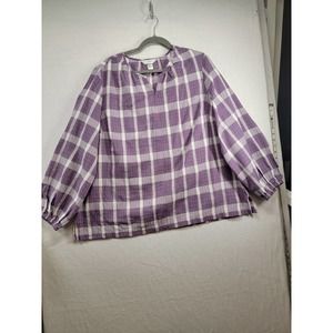 JC Banks Purple & White Plaid - Light weight Blouse, Sz 1X, NWOT